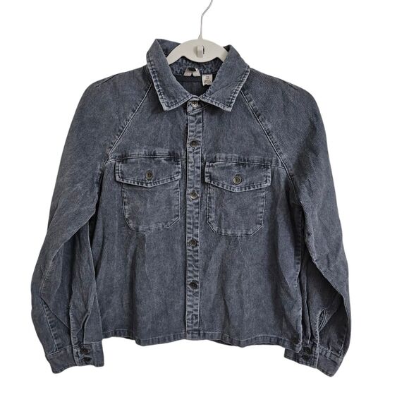 Roxy Corduroy Shacket Women Small Denim Blue Wash Button Up Overshirt Jacket NWT - Picture 1 of 10
